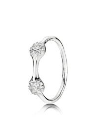 Perfect for stacking, PANDORA's double pod ring sparkles with pavé diamonds in 18K white gold. Perfect for stacking, PANDORA's double pod ring sparkles with pavé diamonds in 18K white gold.