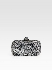 A sophisticated crystal encrusted design that is meticulously hand-crafted to perfection.Detachable chain shoulder strap, 9 dropPush-lock closureMetallic leather lining5¾W X 3½H X 1¼DMade in Italy A sophisticated crystal encrusted design that is meticulously hand-crafted to perfection.Detachable chain shoulder strap, 9 dropPush-lock closureMetallic leather lining5¾W X 3½H X 1¼DMade in Italy