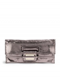 THE LOOKRectangular silhouetteTextured metallic leatherRemovable crossbody strapFold-over open topMagnetic tab closureFront logo hardwareOne outside zip pocketOne inside zip pocketTwo inside open pocketsInside logo detailTHE MEASUREMENTCrossbody strap, 24 drop12W X 6H X ¼DTHE MATERIALLeatherFully linedORIGINImported THE LOOKRectangular silhouetteTextured metallic leatherRemovable crossbody strapFold-over open topMagnetic tab closureFront logo hardwareOne outside zip pocketOne inside zip pocketTwo inside open pocketsInside logo detailTHE MEASUREMENTCrossbody strap, 24 drop12W X 6H X ¼DTHE MATERIALLeatherFully linedORIGINImported