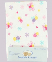 Luvable Friends Fitted Crib Sheet, Garden Luvable Friends Fitted Crib Sheet, Garden