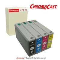 ChromaCast 676XL Four Color Set - Compatible for Epson (Black) T676XL120, (Cyan) T676XL220, (Magenta) T676XL320, (Yellow) T676XL420 - For Epson WorkForce Pro 4530, 4540 ChromaCast 676XL Four Color Set - Compatible for Epson (Black) T676XL120, (Cyan) T676XL220, (Magenta) T676XL320, (Yellow) T676XL420 - For Epson WorkForce Pro 4530, 4540