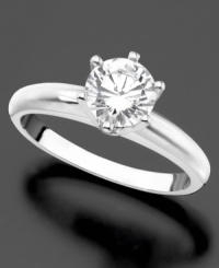 Aim for perfection on the big day. This stunning engagement ring features ideal-cut diamond (1 ct. t.w.) set in platinum. Aim for perfection on the big day. This stunning engagement ring features ideal-cut diamond (1 ct. t.w.) set in platinum.
