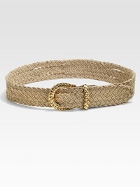 A glamorously gilded take on the classic woven belt, this style is a fashion do every season.About 37 longPVCBuckle closureImported A glamorously gilded take on the classic woven belt, this style is a fashion do every season.About 37 longPVCBuckle closureImported