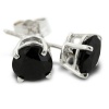 1 1/2ct Black Diamond Stud Earrings in 14K White Gold Screw Backs With Free Blitz Jewelry Cleaner