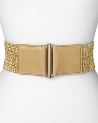 Cole Haan combines smooth leather and straw for a tropical-inspired study in texture. In a waist-contouring width, this belt gives billowy summer staples instant shape. Cole Haan combines smooth leather and straw for a tropical-inspired study in texture. In a waist-contouring width, this belt gives billowy summer staples instant shape.