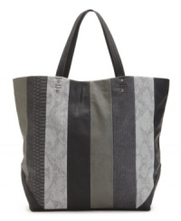 Cool colorblocking meets posh python-embossing with this go-everywhere carryall from RACHAEL Rachael Roy, The generous interior fits everything you need for a day at the beach or an excursion to the city, while plenty of interior pockets keep you organized along the way. Cool colorblocking meets posh python-embossing with this go-everywhere carryall from RACHAEL Rachael Roy, The generous interior fits everything you need for a day at the beach or an excursion to the city, while plenty of interior pockets keep you organized along the way.