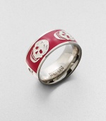 Punk-inspired skulls wrap around the finger.Enamel Brass Diameter, about 7/8 Width, about 3/8 Imported