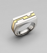 From the Nile Collection. A sleek, square-edged silhouette in sterling silver with a linear zigzag goldplated stripe.Sterling silverGoldplatedWidth, about ¾Imported