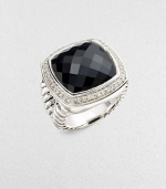 From the Albion Collection. A classic Yurman design, offering a faceted cushion of dramatic black onyx, framed in diamonds, on a split cable band of sterling silver.Diamonds, 0.48 tcw Black onyx Sterling silver About ½ square Imported