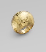 A bold, gold dome with a rich hammered texture. 18k yellow gold Width, about ½ Imported