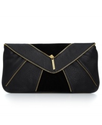 Elegance with an edge, this rocker-chic clutch from Olivia + Joy is the ideal escort for an evening out. With edgy zipper accents and signature detailing, it's perfectly designed for dinner, dancing and other delights. Elegance with an edge, this rocker-chic clutch from Olivia + Joy is the ideal escort for an evening out. With edgy zipper accents and signature detailing, it's perfectly designed for dinner, dancing and other delights.