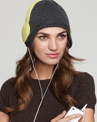 Exude cool-girl style in Echo's knit hat, featuring a headphone print and built-in speakers for easy listening. Exude cool-girl style in Echo's knit hat, featuring a headphone print and built-in speakers for easy listening.