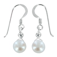 White Cultured Pearl and Sterling Silver Earrings White Cultured Pearl and Sterling Silver Earrings