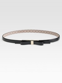 A sweet, skinny design in supple leather with GG accented metal details. Width, about ½Made in Italy A sweet, skinny design in supple leather with GG accented metal details. Width, about ½Made in Italy