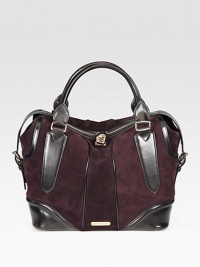 A luxurious blend of soft suede and smooth leather in a roomy carryall design.Double leather top handles, 5½ dropTop zip closure with turn-lockOne inside zip pocketTwo inside open pocketsCotton lining15W X 13H X 7½DMade in Italy A luxurious blend of soft suede and smooth leather in a roomy carryall design.Double leather top handles, 5½ dropTop zip closure with turn-lockOne inside zip pocketTwo inside open pocketsCotton lining15W X 13H X 7½DMade in Italy