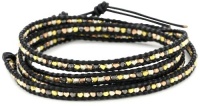 Chan Luu Plated and Silver Bead Black Leather Wrap Bracelet Chan Luu Plated and Silver Bead Black Leather Wrap Bracelet