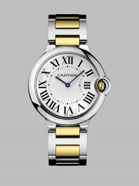 From the Ballon Bleu Collection. Understated and elegant, in stainless steel with 18k gold accents and an automatic movement. Automatic movement Water-resistant to 3ATM Round stainless steel case; 36.5mm diameter (1.44) Polished bezel Inset stem White dial Roman numerals Link bracelet; 11mm wide (.43) Deployant clasp Made in Switzerland From the Ballon Bleu Collection. Understated and elegant, in stainless steel with 18k gold accents and an automatic movement. Automatic movement Water-resistant to 3ATM Round stainless steel case; 36.5mm diameter (1.44) Polished bezel Inset stem White dial Roman numerals Link bracelet; 11mm wide (.43) Deployant clasp Made in Switzerland