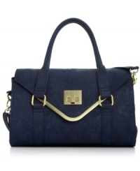 Elevate your style status with this lovely lady-like satchel from BCBGeneration. Glam, golden hardware and refined stitching add instant appeal, while the spacious interior provides plenty of pockets and compartments for stowing all the essentials. Elevate your style status with this lovely lady-like satchel from BCBGeneration. Glam, golden hardware and refined stitching add instant appeal, while the spacious interior provides plenty of pockets and compartments for stowing all the essentials.
