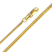 14K Yellow Gold 0.8mm Braided Square Wheat Chain Necklace with Lobster Claw Clasp 14K Yellow Gold 0.8mm Braided Square Wheat Chain Necklace with Lobster Claw Clasp