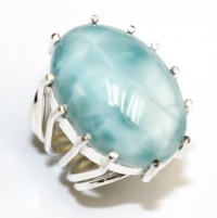 Amazing Style New Caribbean Larimar Sterling Silver Ring Size - 6.5 Amazing Style New Caribbean Larimar Sterling Silver Ring Size - 6.5