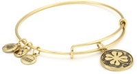 Alex and Ani Bangle Bar Four Leaf Clover Russian-Gold Expandable Bracelet Alex and Ani Bangle Bar Four Leaf Clover Russian-Gold Expandable Bracelet