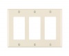 Leviton 80411-T 3-Gang Decora/GFCI Device Decora Wallplate, Standard Size, Thermoset, Device Mount, Light Almond