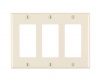 Leviton 80411-T 3-Gang Decora/GFCI Device Decora Wallplate, Standard Size, Thermoset, Device Mount, Light Almond