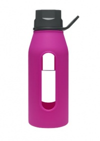 Takeya Classic Glass Water Bottle with Silicone Sleeve, Black/Fuchsia, 16-1/2-Ounce Takeya Classic Glass Water Bottle with Silicone Sleeve, Black/Fuchsia, 16-1/2-Ounce