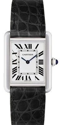 Cartier Midsize W1018255 Tank Solo Stainless Steel Leather Strap Watch Cartier Midsize W1018255 Tank Solo Stainless Steel Leather Strap Watch