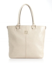 Go wild for this safari-chic tote by AK Anne Klein. A subtle snakeskin print covers this perfectly portable design while silvertone hardware adds just enough shine. Go wild for this safari-chic tote by AK Anne Klein. A subtle snakeskin print covers this perfectly portable design while silvertone hardware adds just enough shine.