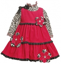 Bonnie Baby-Girls Newborn Corduroy Flower Jumper With Leopard Tee, Fuchsia, 3-6 Months Bonnie Baby-Girls Newborn Corduroy Flower Jumper With Leopard Tee, Fuchsia, 3-6 Months