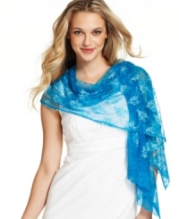 Delicate lace and metallic shine make this Cejon scarf a ladylike choice for finishing off your seasonal look. Delicate lace and metallic shine make this Cejon scarf a ladylike choice for finishing off your seasonal look.