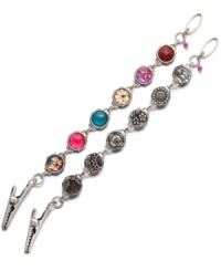 Give peace, love and Lucky Brand! Retro-inspired bracelet features multicolored crystal and plastic beads set in silver tone mixed metal. Approximate length: 7-1/2 inches. Give peace, love and Lucky Brand! Retro-inspired bracelet features multicolored crystal and plastic beads set in silver tone mixed metal. Approximate length: 7-1/2 inches.