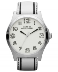 Sporty with a fun stamped design, this Marc by Marc Jacobs watch keeps your look fresh. Sporty with a fun stamped design, this Marc by Marc Jacobs watch keeps your look fresh.