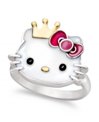Look regal and resplendent. Hello Kitty's sterling silver princess ring features colorful enamel accents and a 14k gold over sterling silver crown and nose for a stylish and whimsical touch. Size 7. Look regal and resplendent. Hello Kitty's sterling silver princess ring features colorful enamel accents and a 14k gold over sterling silver crown and nose for a stylish and whimsical touch. Size 7.