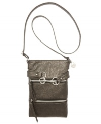 The perfect look for your everyday adventures! This updated take on the classic crossbody features exterior zip pockets, a long body and polished signature charms. The perfect look for your everyday adventures! This updated take on the classic crossbody features exterior zip pockets, a long body and polished signature charms.