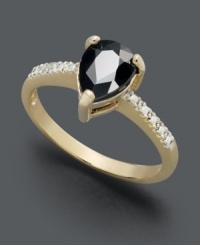 Simple, shapely design. This eye-catching, yet subtle, Victoria Townsend sapphire ring (1 ct. t.w.) features a pear-cut design highlighted by sparkling diamonds at the shoulders. Crafted in 18k gold over sterling silver. Size 7. Simple, shapely design. This eye-catching, yet subtle, Victoria Townsend sapphire ring (1 ct. t.w.) features a pear-cut design highlighted by sparkling diamonds at the shoulders. Crafted in 18k gold over sterling silver. Size 7.