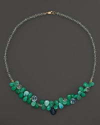 A bright mix of turquoise, chrysoprase, blue topaz stones adorn this necklace from Lara Gold for LTC. A bright mix of turquoise, chrysoprase, blue topaz stones adorn this necklace from Lara Gold for LTC.