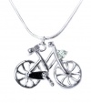 925 Sterling Silver Toned Sweet Bicycle Pendant Necklace