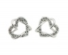 Elegant 2 Hearts 925 Silver Plated Stud Earrings with Cute Delicate Gift Bag and Silver Polishing Cloth