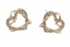Elegant 2 Hearts Rose Gold 14k Plated Stud Earrings with Cute Delicate Gift Bag and Silver Polishing Cloth
