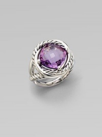 From the Infinity Collection. A softly hued, faceted amethyst in a setting formed of intertwining smooth bands and cables of sterling silver.AmethystSterling silverDiameter, about ½Imported