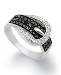 Put another notch in your style belt. Victoria Townsend's chic buckle ring sparkles with the addition of round-cut black diamonds (1/4 ct. t.w.) and white diamond accents. Set in sterling silver. Size 6, 7 and 8. Put another notch in your style belt. Victoria Townsend's chic buckle ring sparkles with the addition of round-cut black diamonds (1/4 ct. t.w.) and white diamond accents. Set in sterling silver. Size 6, 7 and 8.