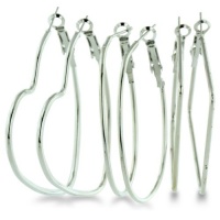 Set of Three Geometric Shaped Hoop Earrings (Heart Shaped, Oval, and Square) Set of Three Geometric Shaped Hoop Earrings (Heart Shaped, Oval, and Square)