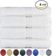 4 Premium Extra Large Bath Towels 100% Cotton, Soft and Absorbent - White 4 Premium Extra Large Bath Towels 100% Cotton, Soft and Absorbent - White