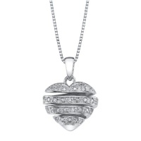 Sterling Silver A Mother Holds Her Child's Hand Forever Diamond Pave Heart Pendant Necklace (.1 cttw, I-J Color, I2-I3 Clarity), 18 Sterling Silver A Mother Holds Her Child's Hand Forever Diamond Pave Heart Pendant Necklace (.1 cttw, I-J Color, I2-I3 Clarity), 18