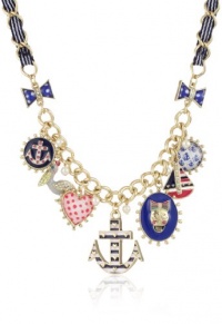 Betsey Johnson Ivy League Anchor and Skull Multi-Charm Frontal Necklace Betsey Johnson Ivy League Anchor and Skull Multi-Charm Frontal Necklace