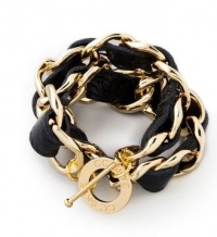 CC Skye Double Wrap Black Leather Chain Bracelet CC Skye Double Wrap Black Leather Chain Bracelet