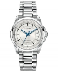 Powered through movement, this automatic timepiece from Citizen's Signature Grand Classic collection exhibits immaculate precision. Powered through movement, this automatic timepiece from Citizen's Signature Grand Classic collection exhibits immaculate precision.
