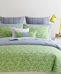 Tommy Hilfiger's Hydrangea Petals sheet set is the ideal complement to this bedding collection, featuring a classic blue and green railroad stripe. Tommy Hilfiger's Hydrangea Petals sheet set is the ideal complement to this bedding collection, featuring a classic blue and green railroad stripe.